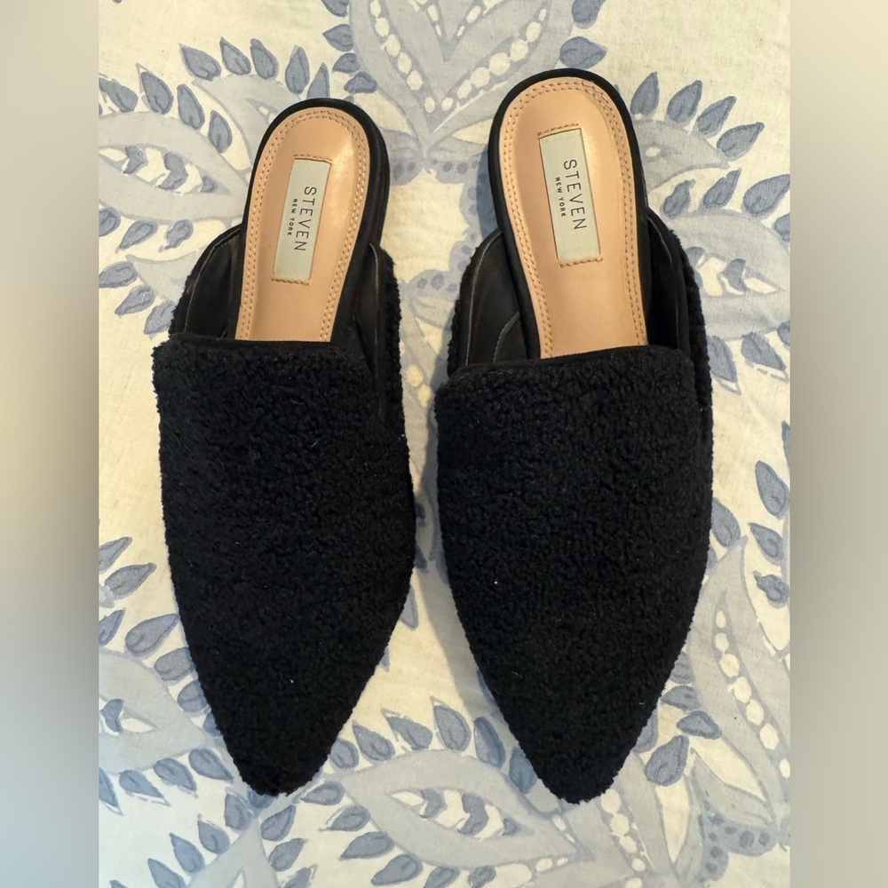 Black Textured Mules